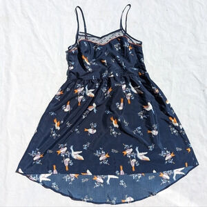 Target Xhilaration Navy  Blue and Orange High Low Bird Dress - Woman's Large